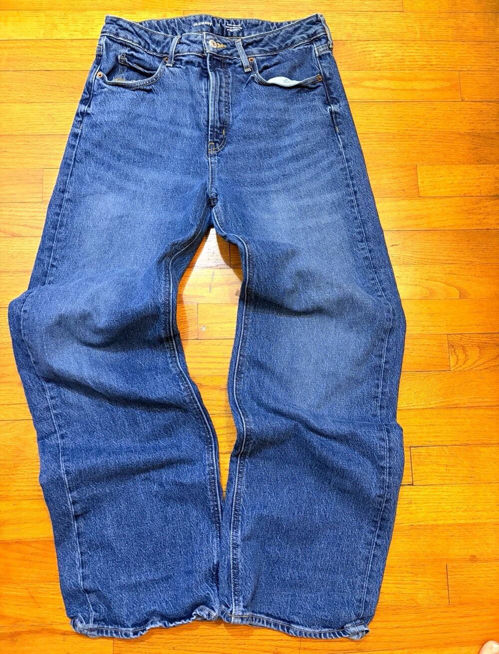 Extra High Rise Sky Hi Wide Leg Jeans Size 8 Medium Wash Secret Smooth